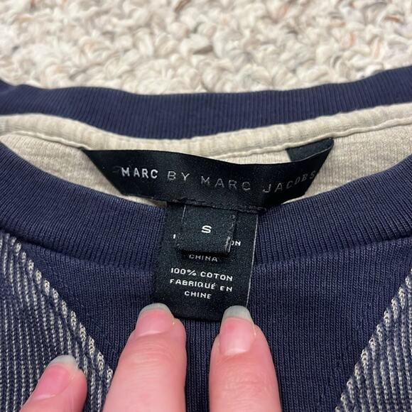 Marc by Marc Jacobs Men's Casual Sweater Sz S Blue Red Stripe Heathered - Picture 2 of 7